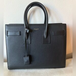 Saint Laurent Sac de Jour Small Black Leather Gold Hardware YSL Tote Bag